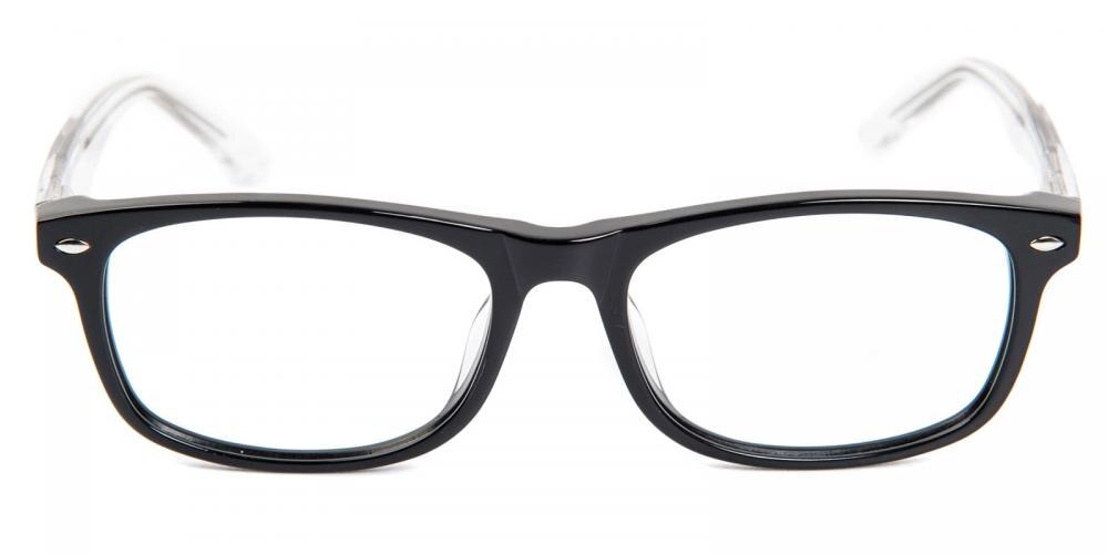 CedarRapids Black/Crystal Rectangle Acetate Eyeglasses