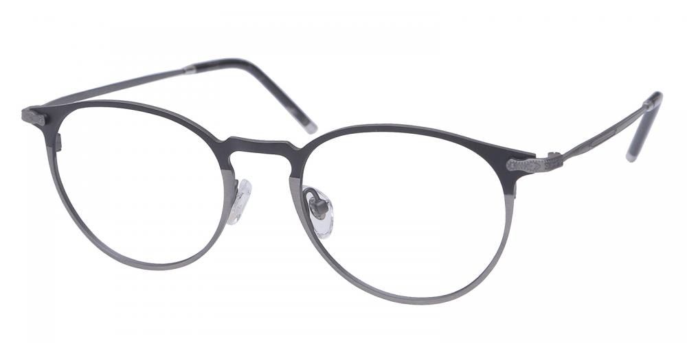 Naperville Black/Gunmetal Round Titanium Eyeglasses