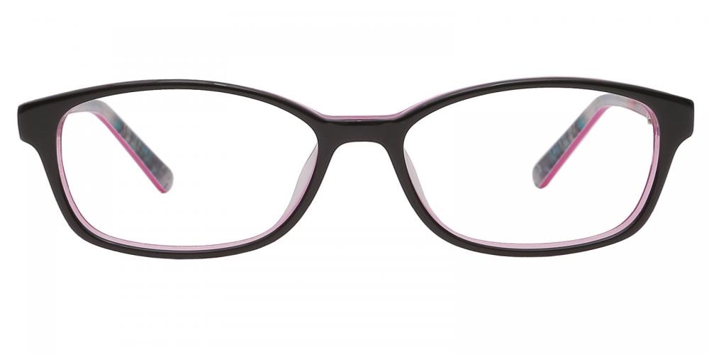 Auburn Black/Rose Oval Acetate Eyeglasses
