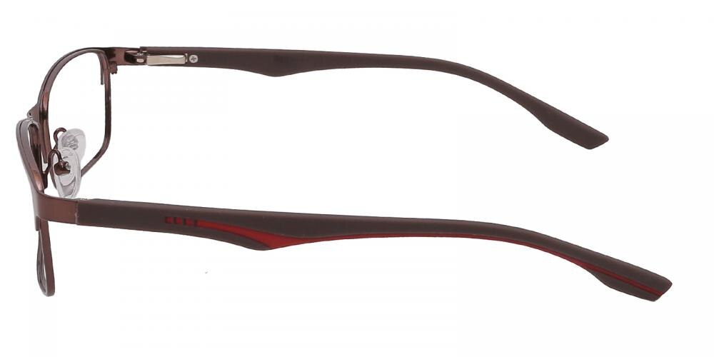 Cornell Brown Rectangle Metal Eyeglasses