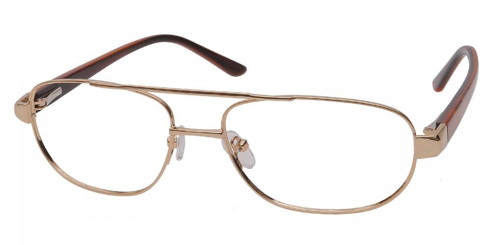 Bevis Golden Aviator Metal Eyeglasses