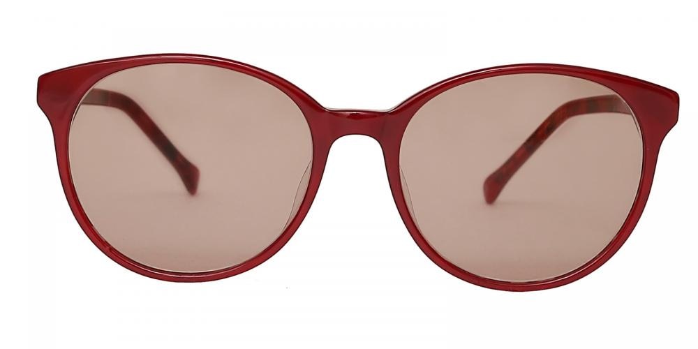 Jean Red Round Acetate Sunglasses