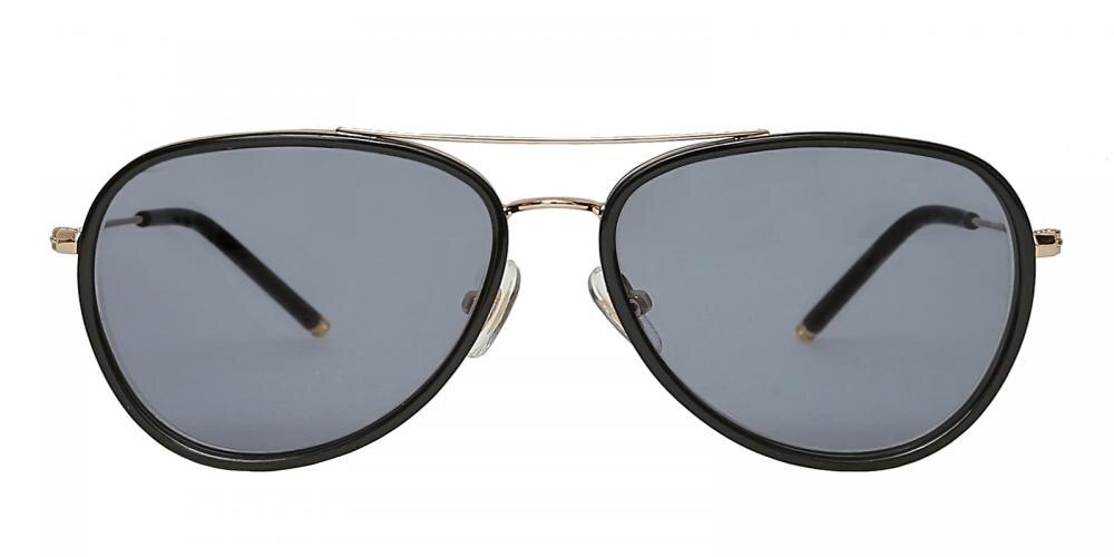 Antioch Black/Golden Aviator Plastic Sunglasses