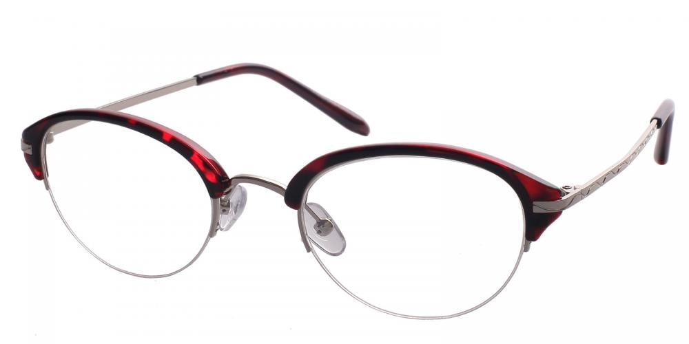 Aries Red Tortoise Oval Metal Eyeglasses