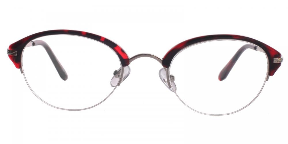 Aries Red Tortoise Oval Metal Eyeglasses