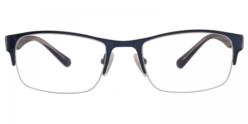 Reginald Blue Oval Metal Eyeglasses