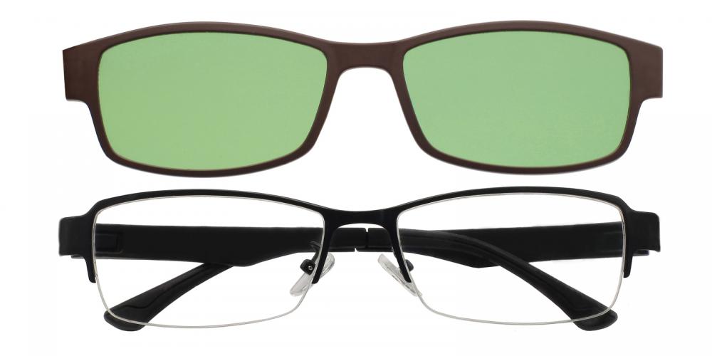 Rory clip-on Rectangle - Black Eyeglasses