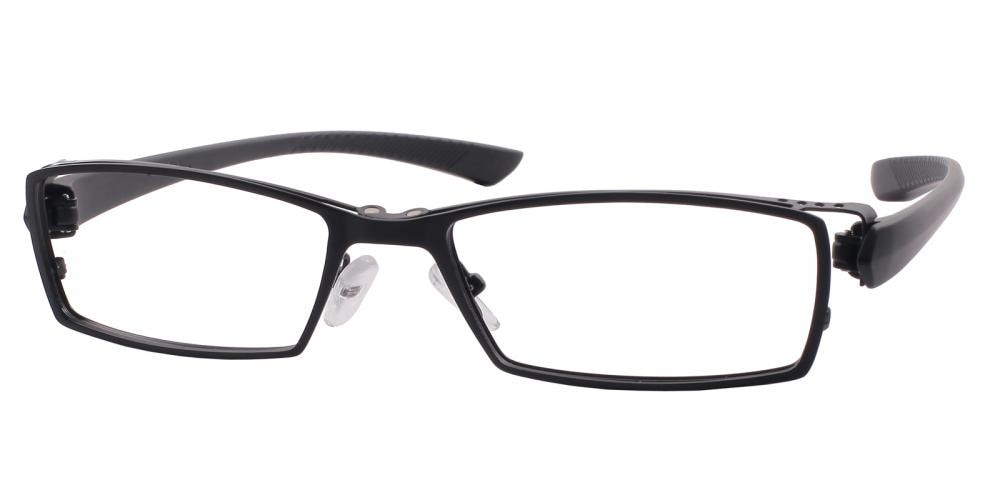 Goddard clip-on Black Rectangle Metal Eyeglasses