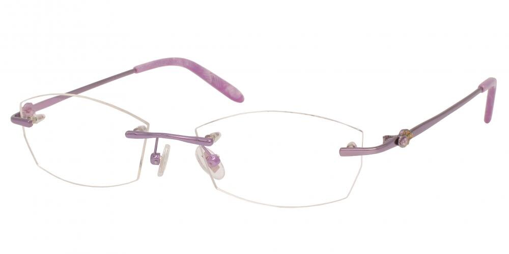 Muriel Purple Oval Metal Eyeglasses