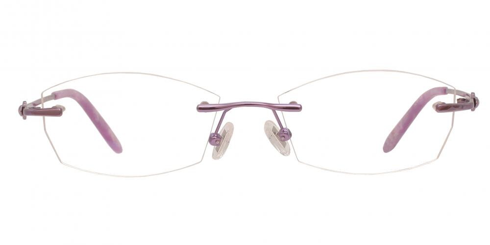 Muriel Purple Oval Metal Eyeglasses
