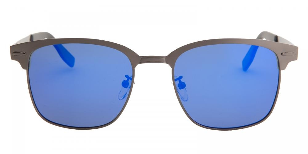 Bartley Gunmetal (Blue Mirror-coating) Classic Wayframe Metal Sunglasses