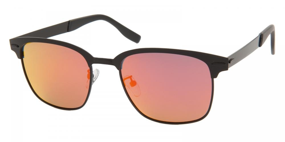 Bartley Black (Orange Mirror-coating) Classic Wayframe Metal Sunglasses