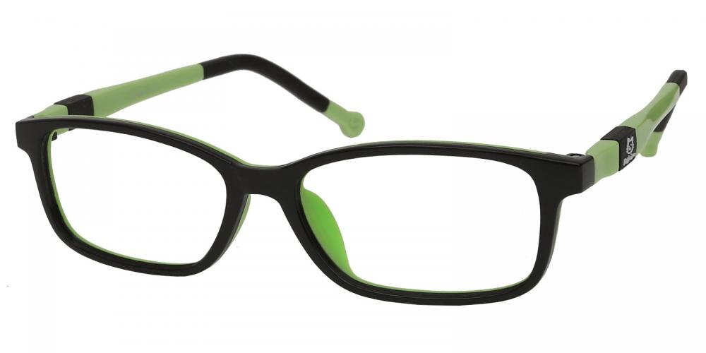 Kai Black/Green Rectangle Silica-gel Eyeglasses