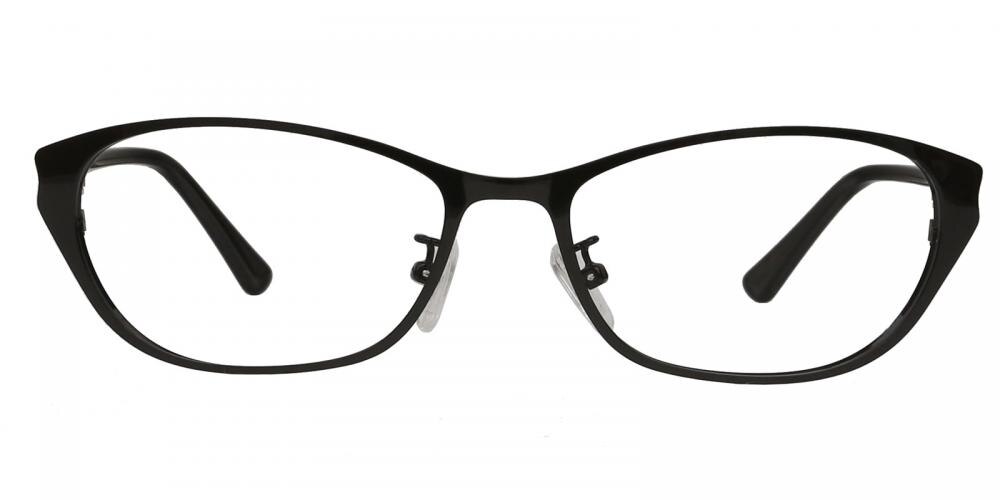 Hedda Black Cat Eye Metal Eyeglasses