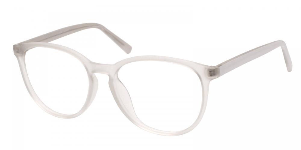 Coolidge Crystal/White Round Plastic Eyeglasses