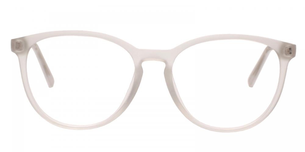 Coolidge Crystal/White Round Plastic Eyeglasses
