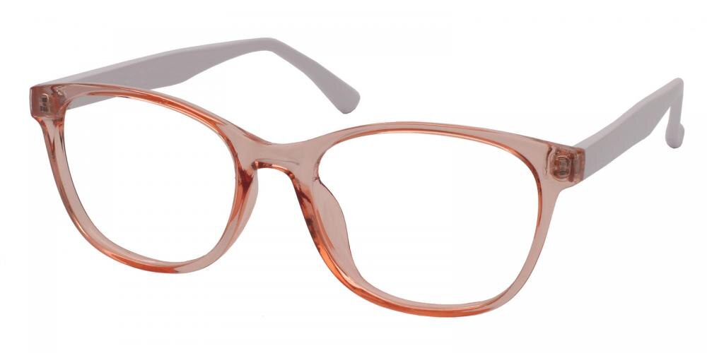 Hutchinson Pink/White Classic Wayframe Plastic Eyeglasses
