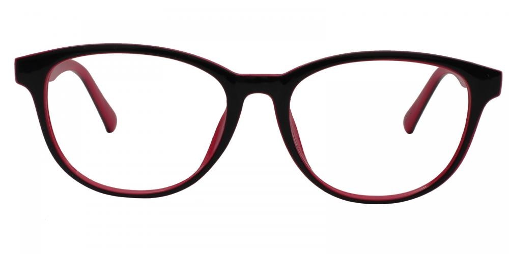 Topeka Black/Rose Oval Plastic Eyeglasses