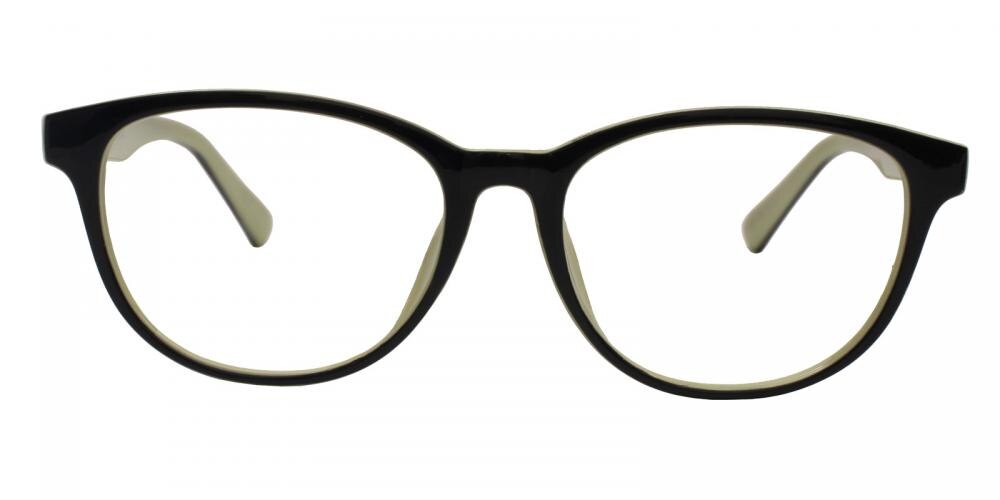 Topeka BlackYellow/Green Oval Plastic Eyeglasses
