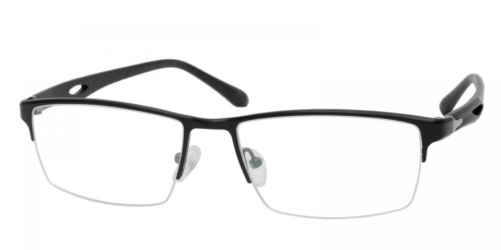 Arvin Black Rectangle Titanium Eyeglasses