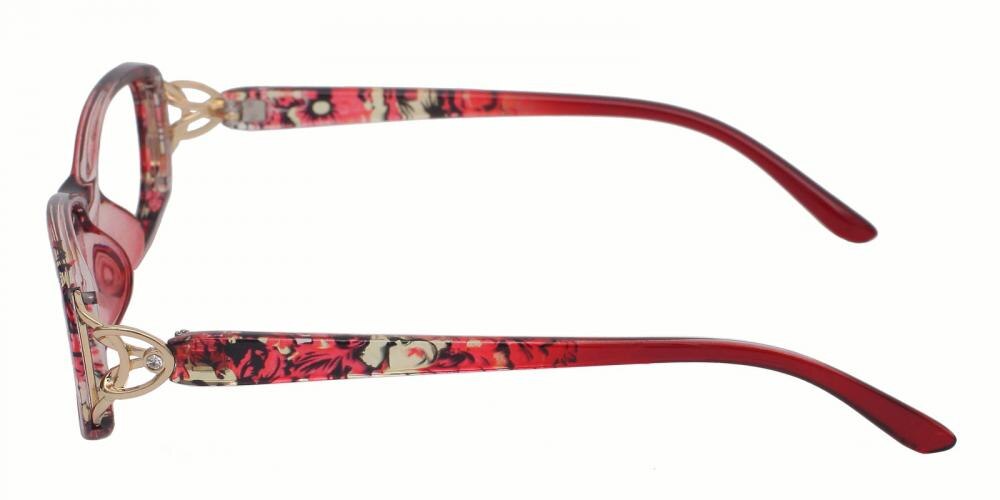 Florence Red Rectangle Plastic Eyeglasses