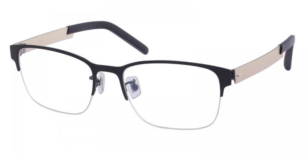 Beck Black Oval Titanium Eyeglasses