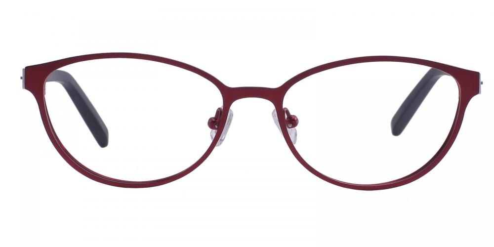 Candice Red Oval Titanium Eyeglasses