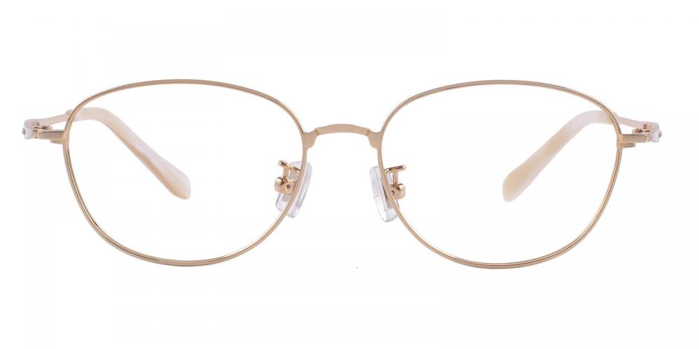 Angela Golden Oval Titanium Eyeglasses