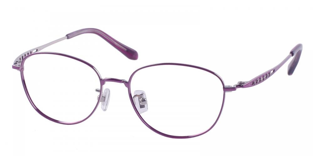 Angela Purple Oval Titanium Eyeglasses
