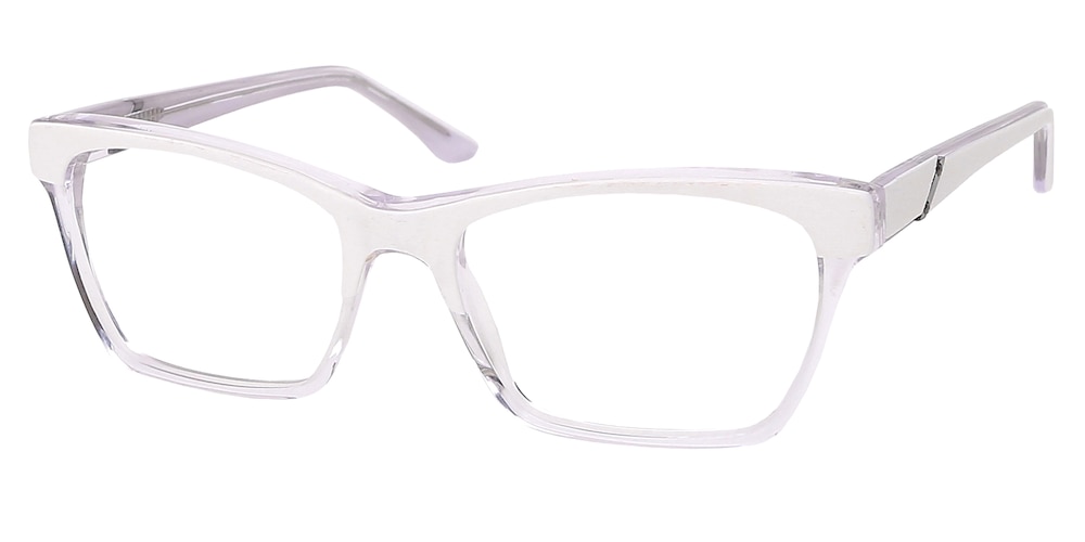 Kensee White/Crystal Rectangle Acetate Eyeglasses