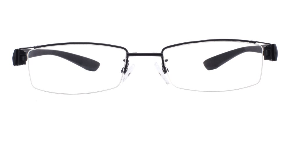 NewportNews Clip-on Black Rectangle Metal Eyeglasses