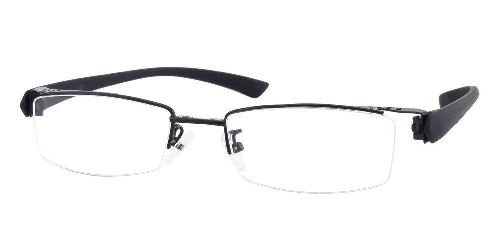 NewportNews Clip-on Black Rectangle Metal Eyeglasses