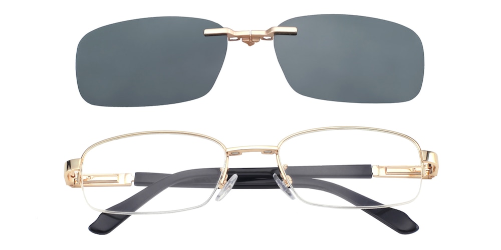 Humphrey clip-on Golden Rectangle Metal Eyeglasses