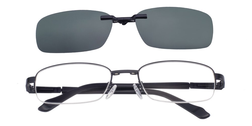 Humphrey clip-on Black Rectangle Metal Eyeglasses