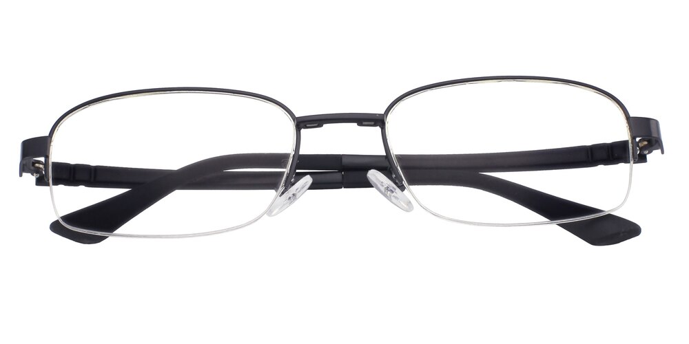 Jerome clip-on Black Rectangle Metal Eyeglasses