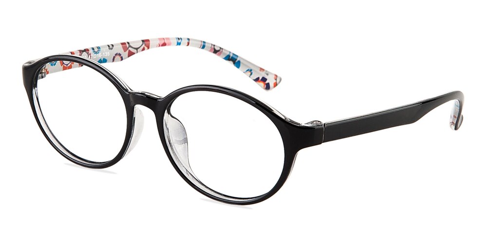 Hattiesburg Black/Crystal Round TR90 Eyeglasses