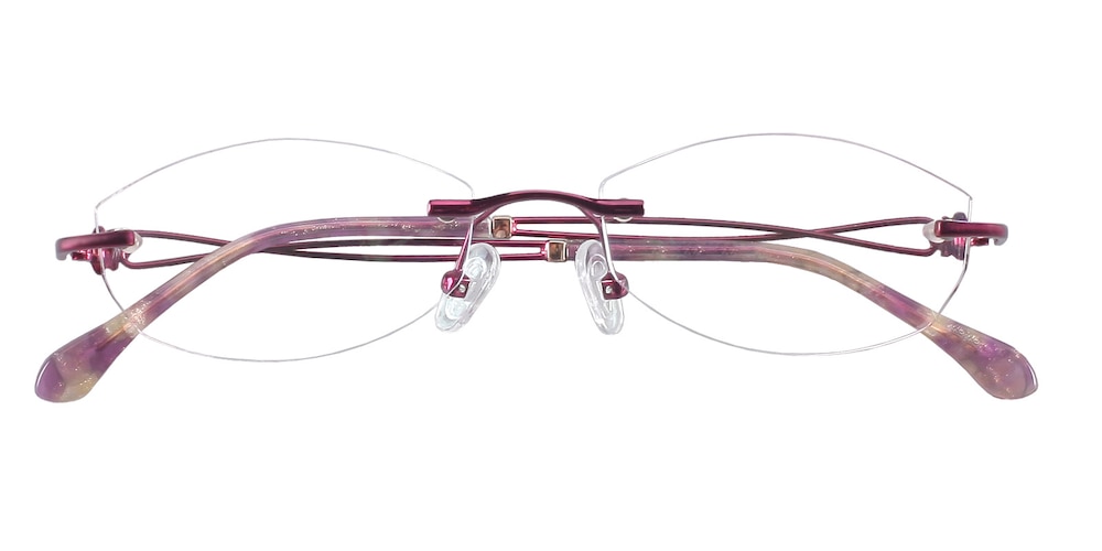 Caroline Purple Oval Metal Eyeglasses