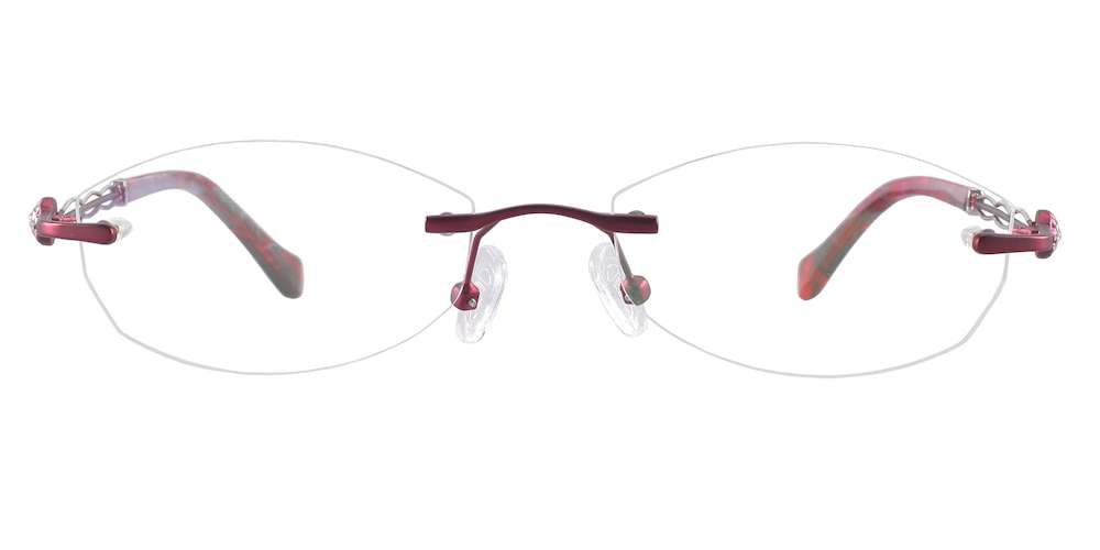 Delia Burgundy Oval Metal Eyeglasses