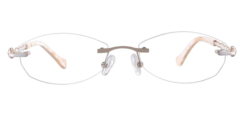 Delia White Oval Metal Eyeglasses