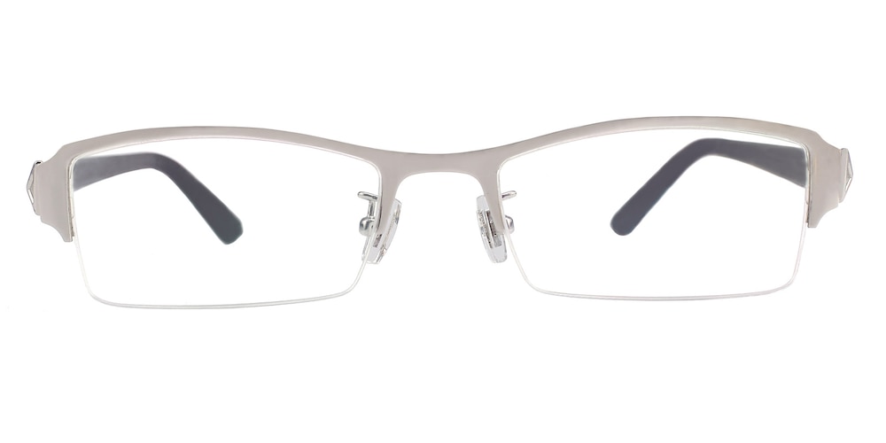 Nazavian Silver Rectangle Metal Eyeglasses