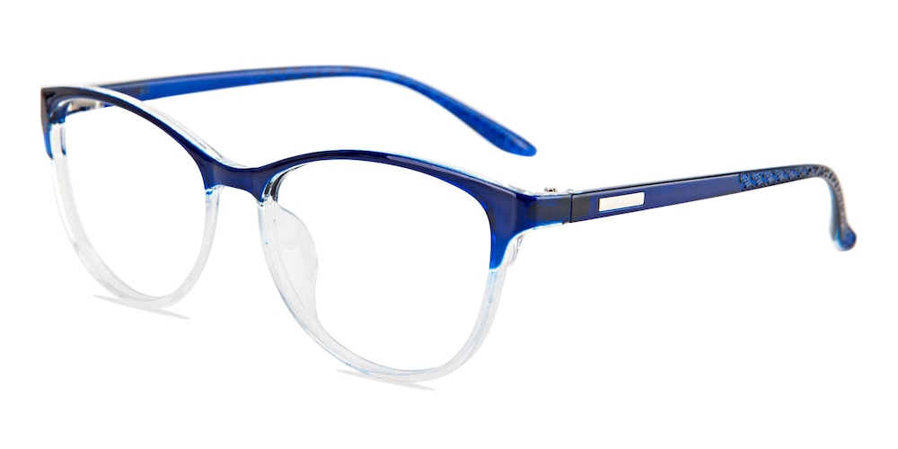 Redwing Blue/Crystal Oval Plastic Eyeglasses