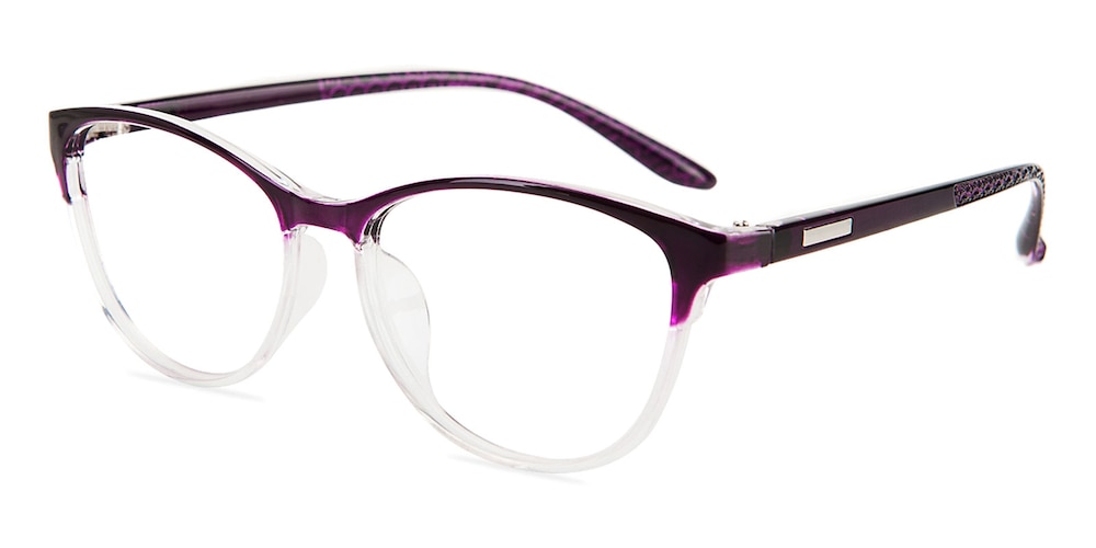 Redwing Purple/Crystal Oval Plastic Eyeglasses