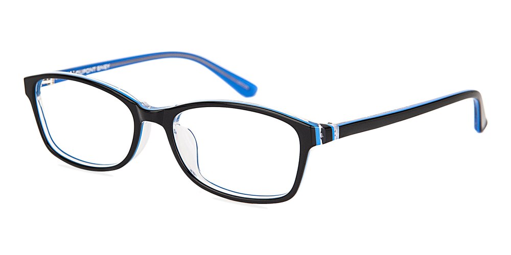 Debby Black/Blue Oval Acetate Eyeglasses