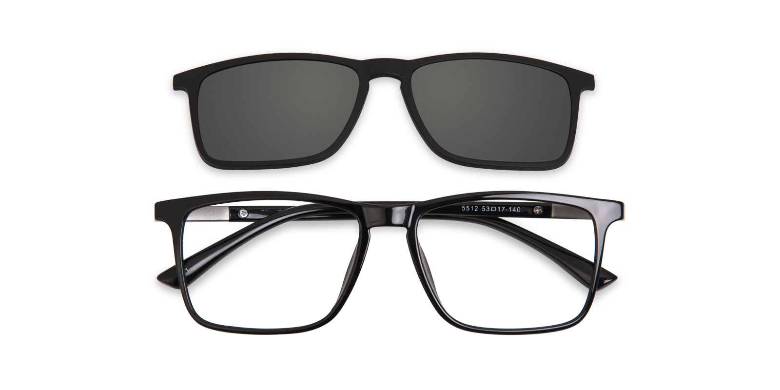 Rectangle Eyeglasses, Full Frame Black TR90 - FP1088