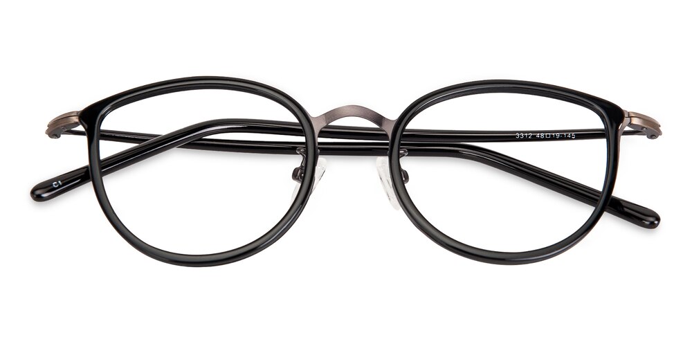 Wing Black Round TR90 Eyeglasses