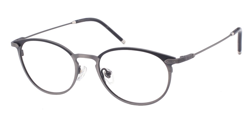 Worcester Black/Gunmetal Round Titanium Eyeglasses
