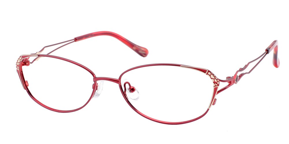 Bella Red Oval Titanium Eyeglasses