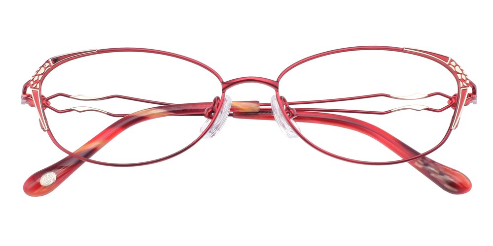 Bella Red Oval Titanium Eyeglasses