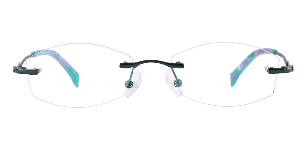 Eartha Green Oval Metal Eyeglasses