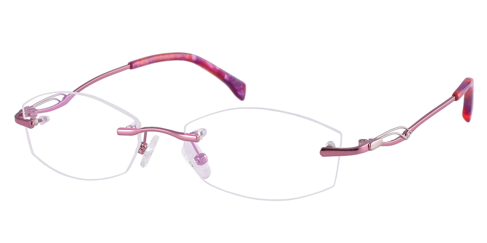 Eartha Pink Oval Metal Eyeglasses